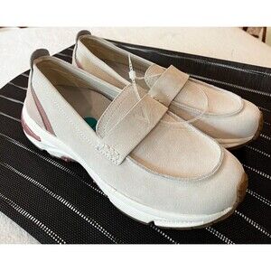 Vionic NEW 23walk Loafer Walking Shoes Women sz 7.5 Cream Cameo Rose Suede Flat